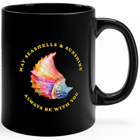 Seashells And Sunshine 11 oz black mug right