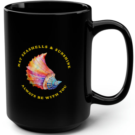 Seashells And Sunshine 15 oz black mug right