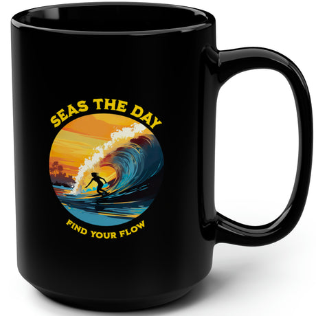 Ride The Tide 15 oz black mug right