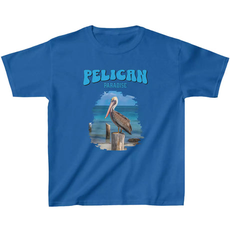 Royal Blue Pelican Paradise youth t-shirt