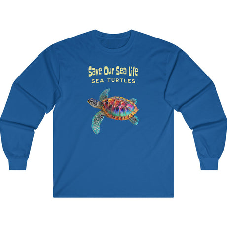 Royal Blue Save Our Sea Turtles long-sleeve t-shirt