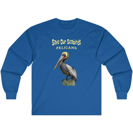 Carolina blue Save Our Seabirds Pelicans long-sleeve t-shirt