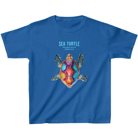 Royal blue Colorful Sea Turtle youth t-shirt