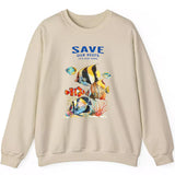 Save Our Reefs sand-color sweatshirt