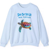 Save Our Sea Turtles light blue sweatshirt