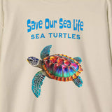 Save Our Sea Turtles sand-color sweatshirt design