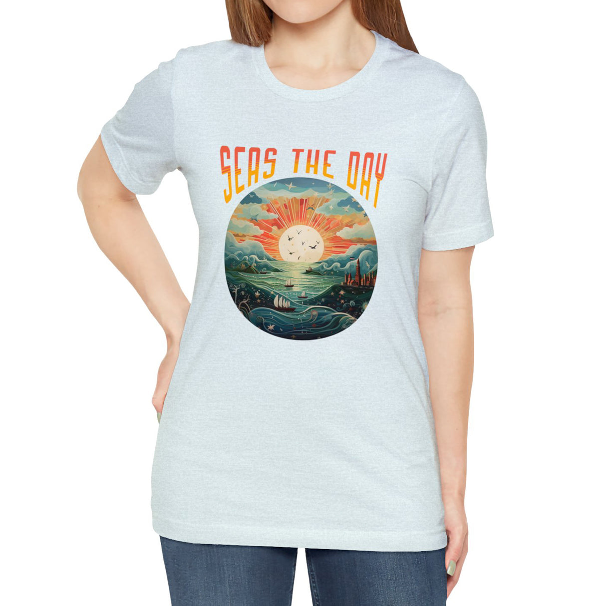 Seas The Day t-shirt in on model female