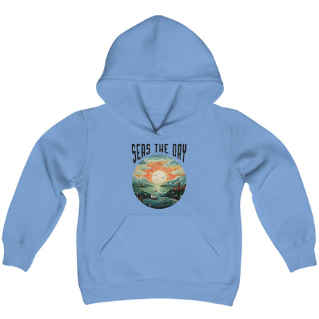 Seas The Day (Fantasy) youth hoodie in Carolina Blue