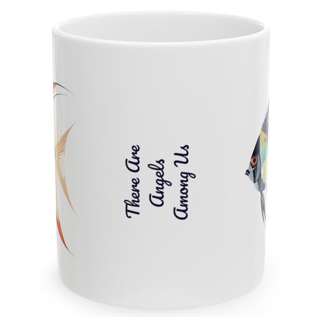 Text on Angels Among Us Blue Vector 11 and 15 oz white mug