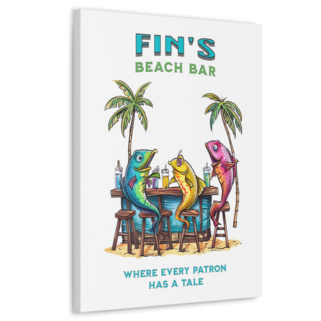 Side view Fin's Beach Bar Tales canvas gallery wrap