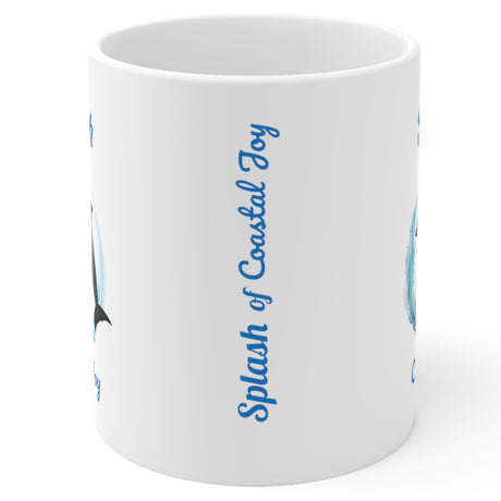 Splash Dolphin 11 oz white mug side