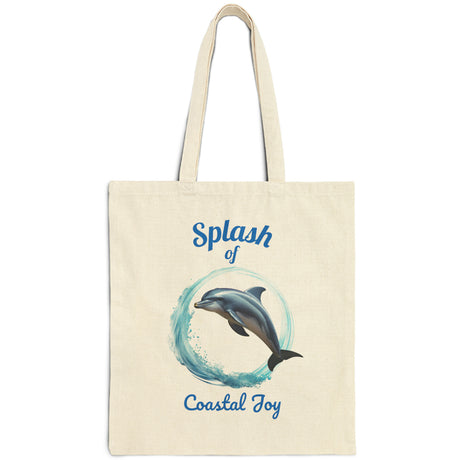 Splash Dolphin canvas tote handbag front