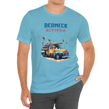 Turquoise Redneck Riviera Or Bust t-shirt on model