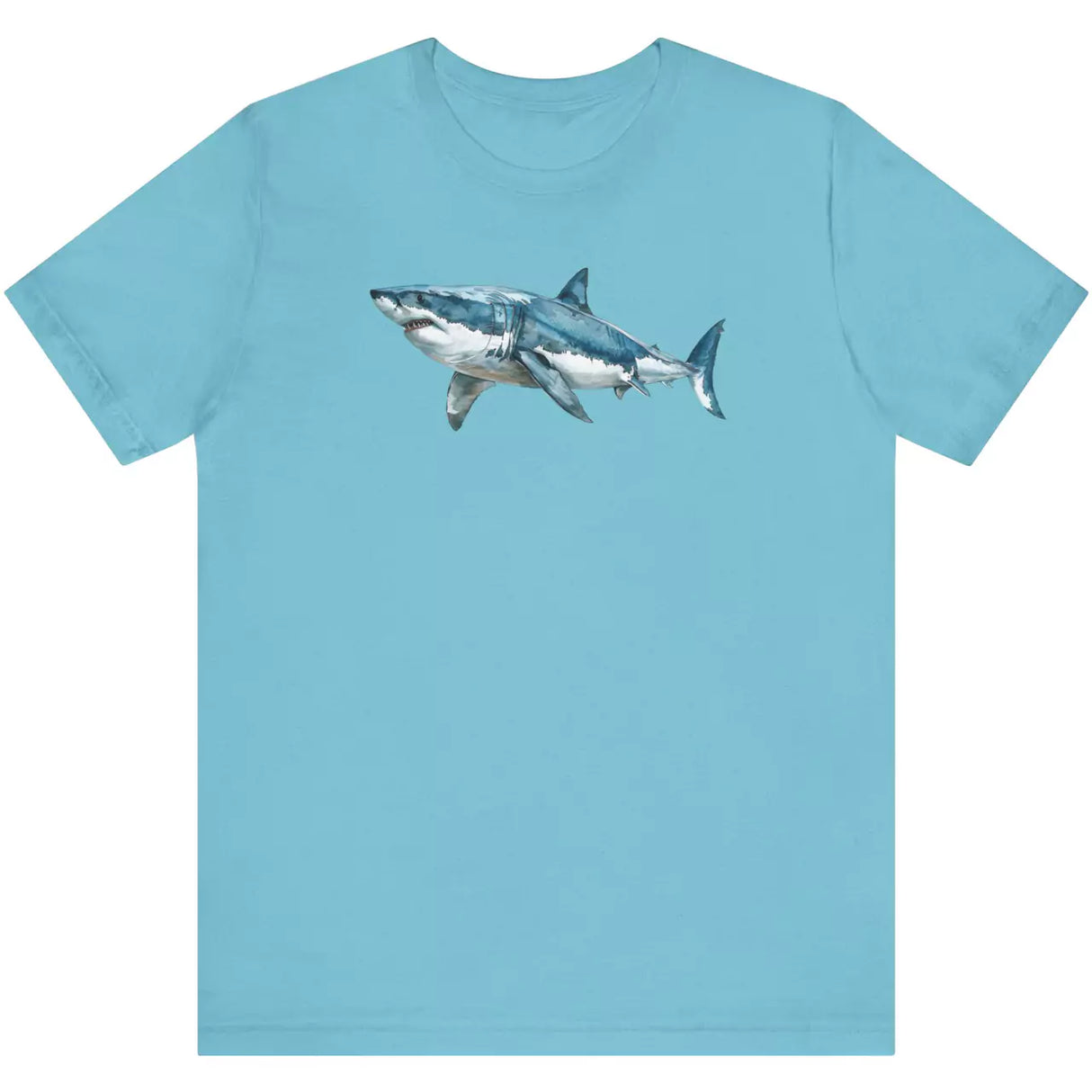 Turquoise Great White Watercolor t-shirt