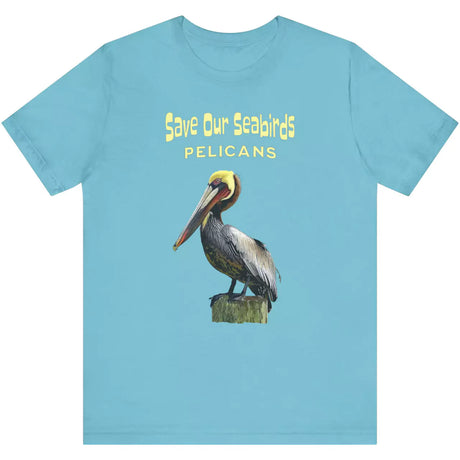 Turquoise Save Our Seabirds Pelicans t-shirt