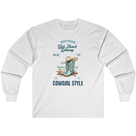 White Beach Paradise Cowgirl Style long-sleeve t-shirt