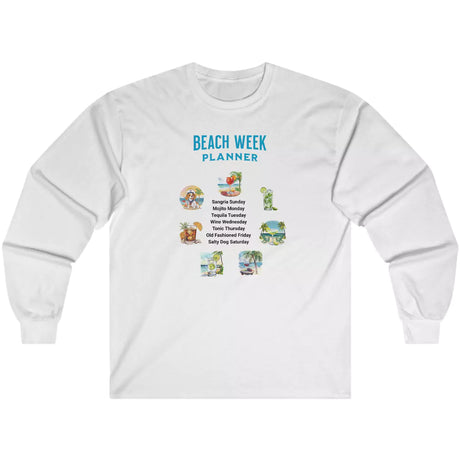 White Beach Week Planner long-sleeve t-shirt