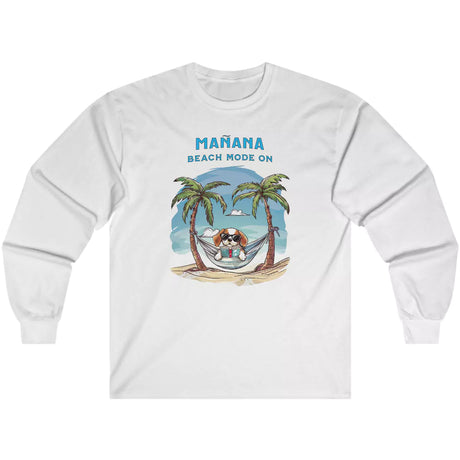 White Manana Beach Mode On long-sleeve t-shirt