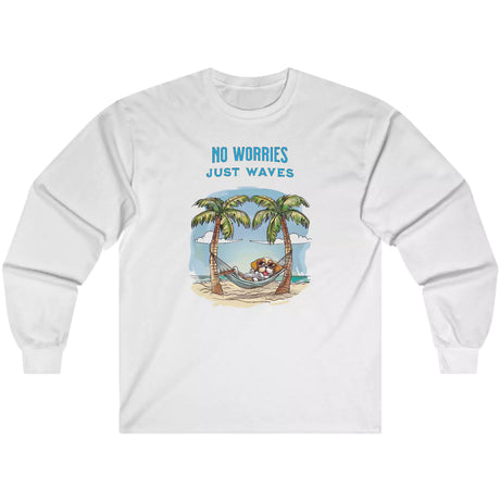 White No Worries Just Waves long-sleeve t-shirt