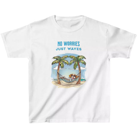 White No Worries Just Waves youth t-shirt