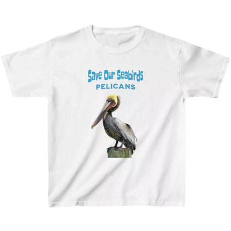 White Save Our Seabirds Pelicans youth t-shirt