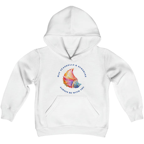 Seashells And Sunshine youth hoodie in white