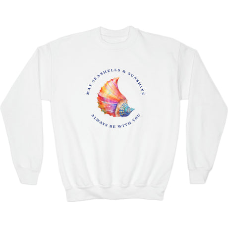 Seashells And Sunshine youth sweatshirt in white