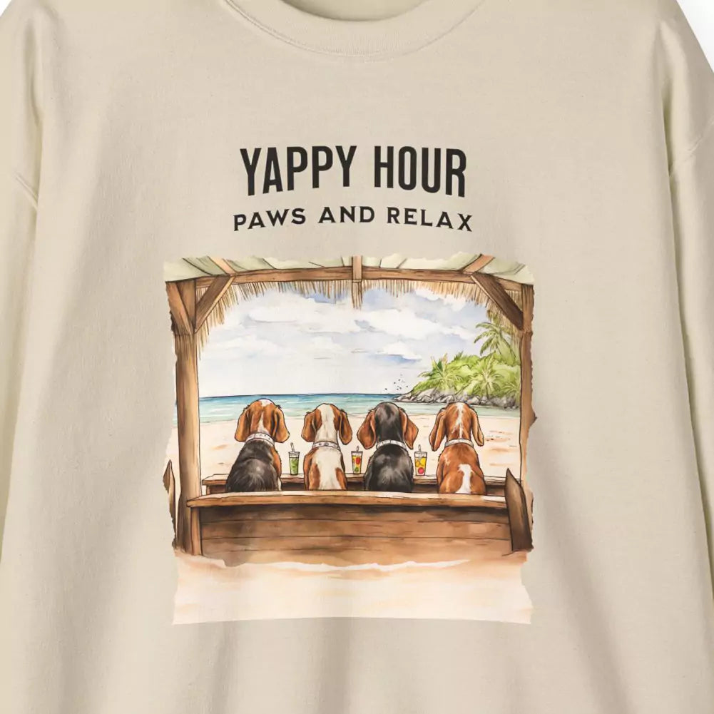 Yappy Hour sand-color sweatshirt design