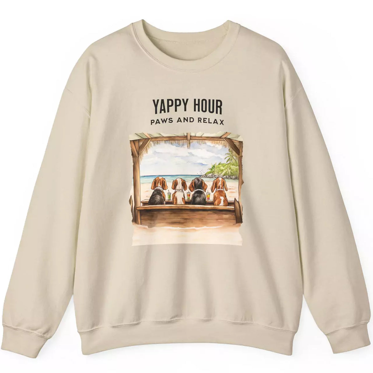 Yappy Hour sand-color sweatshirt